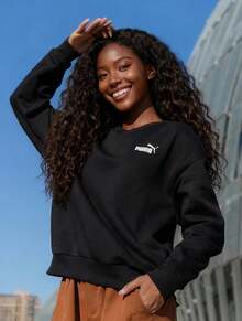 Puma 女士抓绒圆领卫衣 ESS+ 宽松小Logo圆领休闲套头衫 运动服 685587-01