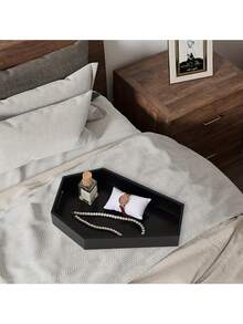 Black Wooden Tray, Coffin-Shaped Tray, Gothic Style, Suitable For Home, Living Room, Office Decor, Mother's Day Party, Spring Graduation, Back To School Decor, Storage & Decor, Holiday Gift, Room Decor, Autumn Home Decor, Halloween Home Decor, Gift For Her, Wedding Table Decor, Jewelry Storage,Makeup Bag,Travel Essential - Black - View 3