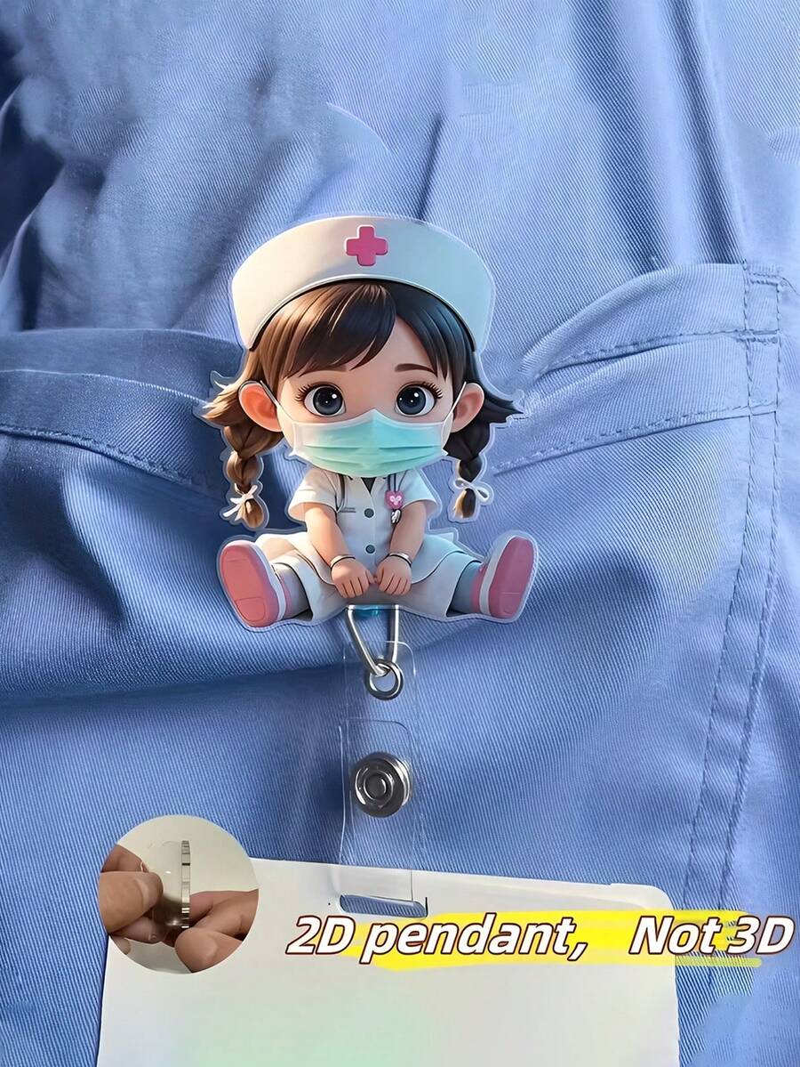 2D平面亚克力护士证件套 - 可伸缩夹子,耐用标签,适用于护理学生和执业护士 - 坚固的PMMA材质,用于工作场所身份识别,医疗标签套 | 趣味设计 | 耐用亚克力材质,护士配件,返校季,教师礼物 - 彩色 - 查看 1