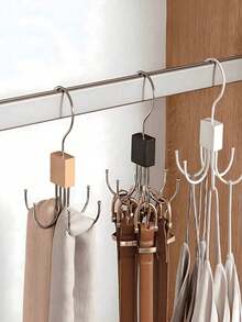 4pcs Multifunctional Rotating Belt Hanger - Foldable, Large Capacity, Can Hang Belts, Bras, Ties And Scarves - Stainless Steel Wall Mounted Storage Rack