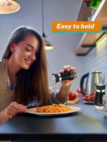 2pcs Glass Salt And Pepper Shakers, Cute Seasoning Jars, Suitable For Outdoor Picnic And BBQ, Black/Silver