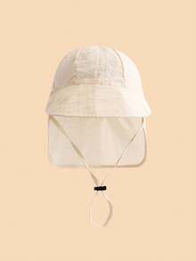 1pc Baby Lightweight UV Protection Neck Covering Beach Bucket Hat, Breathable Soft Skin-Friendly, Full Sun Protection Design With Adjustable Drawstring, Multiple Colors Available, Suitable For Newborns & Infants, Spring/Summer Outdoor Use - Multicolor - View 14