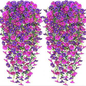 4pcs Outdoor Artificial Hanging Flowers, Fake Convolvulus With Eucalyptus Leaves, UV-Resistant Realistic Hanging Dwarf Convolvulus Plants For Home Garden Decor