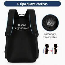 Mochila Para Laptop De 15.6 Pulgadas, Mochila De Viaje Para Laptop, Con Puerto Carga Usb, Ideal Para Negocios, Mejor Mochila Para Escolar, Antirrobo Color Negro - Negro 1663 - Ver 4