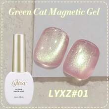 LYTTOA 10ml Green Cat Magnetic Gel Polish Ultra Shine Holographic Glitter Semi Permanent Soak Off UV LED Cat Gel Gel Varnish For Manicure 1pc/6pcs Nails - Multicolor - View 9