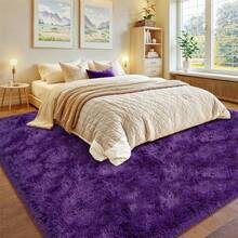 Ivory Fluffy Shag Rug For Bedroom, Soft Plush Shaggy Area Rug For Living Room, Modern Cozy Carpet, Non-Slip Backing, Bonus 4 Rug Grippers Included, Dorm Home Decor, Sizes 4x6 5x7 6x9 8x10 9x12, Royal Purple Rug - 葡萄紫 - 查看 2