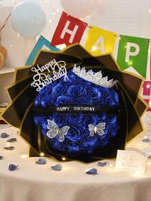 11支闪光人造玫瑰，12英寸DIY闪光假花束，适合作为母亲节、女友生日、送给奶奶、妻子、女友周年纪念日、毕业礼物，也适合婚礼、家居装饰、办公室和厨房派对装饰。 - 彩色 - 查看 2