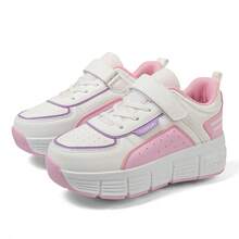 Giày trượt patin biến hình dành cho nữ/sinh viên với bánh xe kép có thể thu gọn, giày thể thao unisex có bánh xe, phù hợp cho mọi mùa. - Hồng - Xem 3