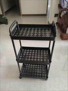 Carrito de almacenamiento de varios niveles, material de plástico, de pie, con tubería dorada incluida, adecuado para cocina, baño, dormitorio, sala de estar, unidad de estantería vertical