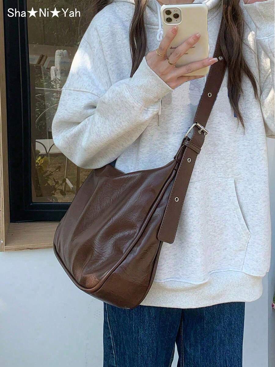 时尚复古大容量女士单肩包，适合工作、学校、购物、聚会和作为礼品包，复古风格女士包