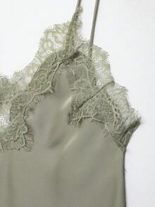 DEEKA 夏季新款女士时尚性感不对称蕾丝连衣裙，欧美风格 - 豆綠 - 查看 7