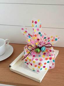 1片彩色波点薄纱面料，浪漫氛围礼品包装，DIY花束，摄影装饰，婚礼礼盒，伴手礼包装丝带 - 彩色 - 查看 10