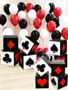 4pcs/Pack Casino Themed Party Decorations, Las Vegas Game Night Party Supplies, Large Poker Themed Gift Box, Bulk, Suitable For Birthday Party Decor, Holiday Parties And Valentine's Day - 彩色 - 查看 1