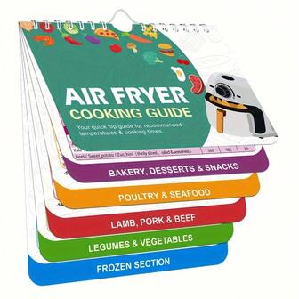 1 pieza Hoja de trucos magnética para libro de cocina de freidora de aire, Hoja de trucos magnética para freidora de aire con tabla de tiempos de cocción, recetas, accesorios instantáneos para freidora de aire, guía de temperaturas de cocción en horno, imanes, imanes para refrigerador