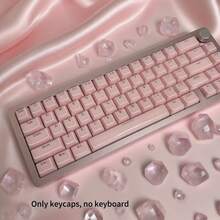 136 Keys PBT+PC Doubleshot Translucent Keycap Set, Pink & White Gradient, High Quality Compatible With MX Mechanical Switches, Suitable For 61/64/68/75/87/98/104/108 Keys Mechanical Keyboards - Pink - View 2