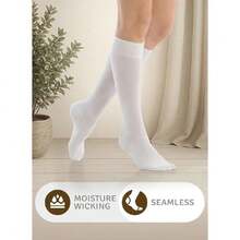 Women's Cotton Knee High Socks, Long Tube Dress Socks | Soft, Lightweight & Stretchy | Shoe Size: 5-8/8-11, 3 Pairs,36065489 - 白色 - 查看 5