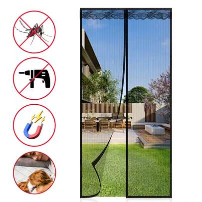 1pc Magnetic Shielding Door With Automatic Closing Net Curtain, Keep Bugs Out, Lace Mesh, Easy Install, Breathable Ideal For Various Scenes