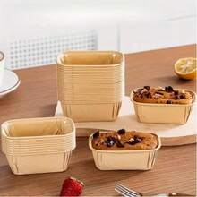 50 khuôn nướng bánh chống dính, thích hợp cho bánh mì, bánh cupcake, các món tráng miệng - Khuôn nướng bánh muffin mini hình chữ nhật, có vân, xếp chồng được, chất liệu giấy, nướng đều, chống rò rỉ. - Nhiều màu - Xem 7