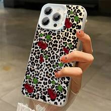 1pcs Cherry Leopard Print Phone Case Compatible with Apple Phone 11 12 13 14 15 16 17ProMax X 7plus 8plus Xs Max XS Silicone Shock Proof Vintage Funky Personality Cute Fashion Can Be Given To A Lover Can Be Given To Friends - Plateado - Ver 4