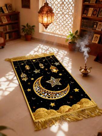 1개 50*80cm 중동 스타일 만다라 패턴, 골드 태슬 장식, 가볍고 편안함, 라마단 및 축하 행사에 적합