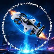 二合一多功能遥控无人机和汽车礼盒套装，一键起飞/降落，悬停模式，无头模式，360°空中翻转，汽车模式，轻质泡沫ABS材质，经久耐用，酷炫遥控飞机礼物，圣诞节、生日皆宜，科技时尚之选。 - 多色泡沫飛機 - 查看 5