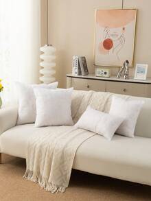 1pc/2pcs White Pillow Insert, Modern High Elastic Fiber Filled, Square Pillow, Suitable For Home Living Room Sofa Bedroom Headboard, Hotel Travel