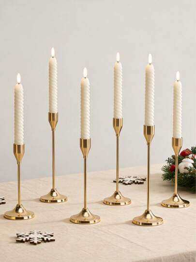 6/12/30pcs Gold Cone Candle Holders, Perfect For Romantic European Candlelight Dinners, Wedding Decorations, Room Decor, Home Decor And Various Holiday Table Settings - Ideal For Christmas, Halloween, Easter, Diwali, Thanksgiving, Weddings, Banquets, Parties, Home And Hotel Decor. Durable And Easy To Assemble. (Candles Not Included). Great Gift For Birthdays, Graduations And Other Occasions.