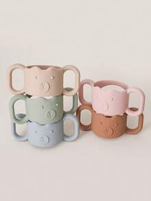 1个硅胶婴儿奶瓶把手，窄吸管奶瓶支架，帮助宝宝抓握奶瓶，通用尺寸，标准瓶颈，可拆卸易握过渡杯把手