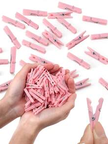 20pcs/50pcs Baptism Theme Clothespin Game Set, Pink Plastic Clips With Waterproof Bag, Mini Pink Clips, Bulk, 1.34 Inch, Ideal For Holding Photos And Cards, Perfect For Party Decorations, DIY Crafts, Birthday, Valentine's Day And Theme Parties - Multicolor - View 1