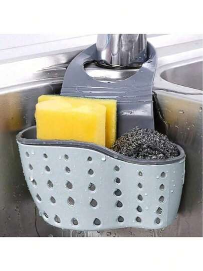 1PC Random Color Hanging Beige Sink Hanging Drainage Basket With Silicone Storage Bag, Suitable For Bathroom And Kitchen, Easy To Install And Use, A Good Home Item, Kitchen Use, Halloween, Christmas.#Kitchen Essentials