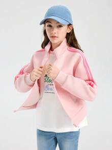 Balabala Tween Girl' Spring Jacket 2026 Soft Lightweight Casual Outerwear For Boys & Girls - White Red - View 2