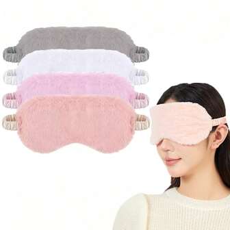1pc/4pcs Cute Plush Sleep Mask, Elastic Strap, Unisex Eye Mask, Comfortable Home Eye Cover
