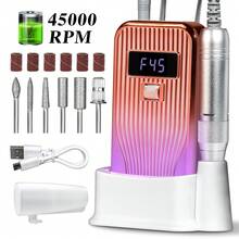 LIMEGIRL Máy mài móng tay điện sạc lại được, tốc độ 45.000 vòng/phút, máy dũa móng tay điện cầm tay kèm 6 mũi khoan, máy làm móng điện chuyên nghiệp cho móng acrylic, dụng cụ chăm sóc móng và chân, thích hợp sử dụng tại nhà và salon. - Nhiều màu - Xem 14