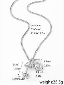 ZIRUISP 不锈钢哑铃和壶铃吊坠项链，男女皆宜，健身运动饰品，健美训练饰品，举重配件，激励礼物，送给男友