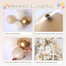 146pcs Baptism Theme Party Decorations Balloons Kit, White Sand Gold Matte Neutral Nude Balloons Arch For First Holy Communion Decorations God Bless Christening Party Birthday Supplies - 彩色 - 查看 4