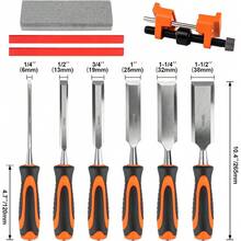 10pcs Anti-Explosion Woodworking Chisels, 6pcs Premium Woodworking Chisels, With Sharpening Guide, Sharpening Stone And Carpenter's Pencil, Professional Woodcarving Tool Set