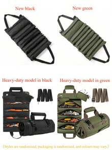 Heavy Duty Roll-Up Oxford Cloth Tool Bag - Multipurpose Electrician/Mechanic Tool Bag, Work Tools, Toolbox, Adjustable Shoulder Strap, Indoor/Outdoor Use, Father's Day Gift, Car Storage Bag, Foldable Design, Reinforced Stitching, High-Quality Material, Non-Electrical Use, Construction Workers, DIY Enthusiasts