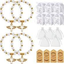 36pcs/18 Sets Of Beaded Bracelets, Including 18 Bracelets + 18 Organza Bags, Suitable For Bridal Showers, First Communion Gifts, Birthday Party Gifts, Baptism Gifts - Multicolor - View 6