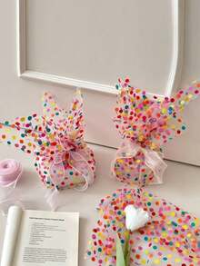 1片彩色波点薄纱面料，浪漫氛围礼品包装，DIY花束，摄影装饰，婚礼礼盒，伴手礼包装丝带 - 彩色 - 查看 3