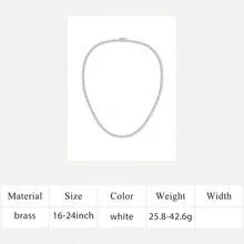 MDFUN 4mm Tennis Necklace, Women's - 3-Prong 18K White Gold Plated Round Cubic Zirconia Classic Diamond Cut Chain, Unisex