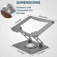 Soporte giratorio ergonómico Uncaged Ergonomics para computadora portátil y iPad con rotación de 360° ajuste de altura y enfriamiento de metal - Gris espacial - Ver 3