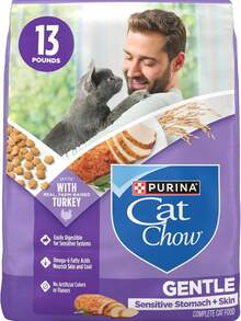 PURINA Cat Chow Gentle Sensitive Stomach And Skin Dry Cat Food With Turkey - 13 Lb. Bag, New Year Cat Care, Holiday Pet Feeding - 13lb - View 1