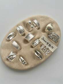 925纯银素面戒指，女士款，轻盈奢华设计，低过敏性，可调节开口戒指 - 彩色 - 查看 5