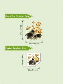 金色莲花墙贴，花卉墙贴，可移除防水乙烯基墙贴，适用于浴室、客厅、卧室、家居装饰