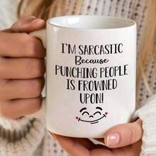Koralgraph Ich bin sarkastisch, weil es verpönt ist, Leute zu schlagen! Bedruckter Tee-Kaffee-Keramikbecher - Lustiger bedruckter Kaffeebecher - Tolle Geschenkidee MG4677
