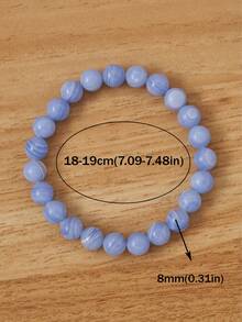 1 Stück 4/6/8mm Blauer Achat Spitzenarmband, Natürlicher Stein Elastikarmband, hilft Angst, Stress und Ruhe zu lindern, Geschenk - blau-violett - Übersicht 9