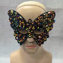 1pc Funny Masquerade Mask With Sequins, Feathers, Butterfly Design For Halloween, Venetian Party, Princess Party - Multicolor - View 2
