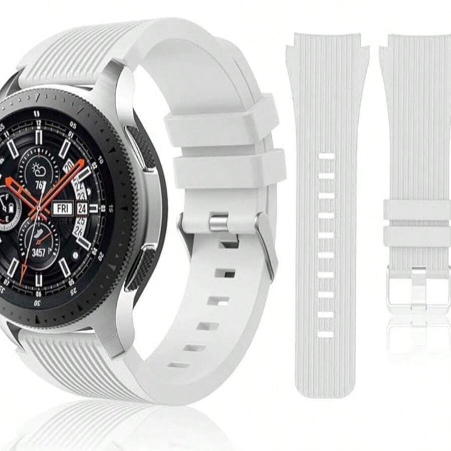 适用于三星 Galaxy Watch 3 45mm/Galaxy Watch 46mm/华为 GT 2 46mm 的 22mm 柔软硅胶运动腕带，也适用于三星 Gear S3 Frontier，男女通用。 - 水鴨藍 - 查看 1