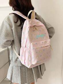 Customized Name Back To School Casual Campus Style Backpack, Thick & Durable, Large Capacity Anti-Theft Design, Multi-Compartment, Suitable For School, Travel, Commute - Multicolor - View 8