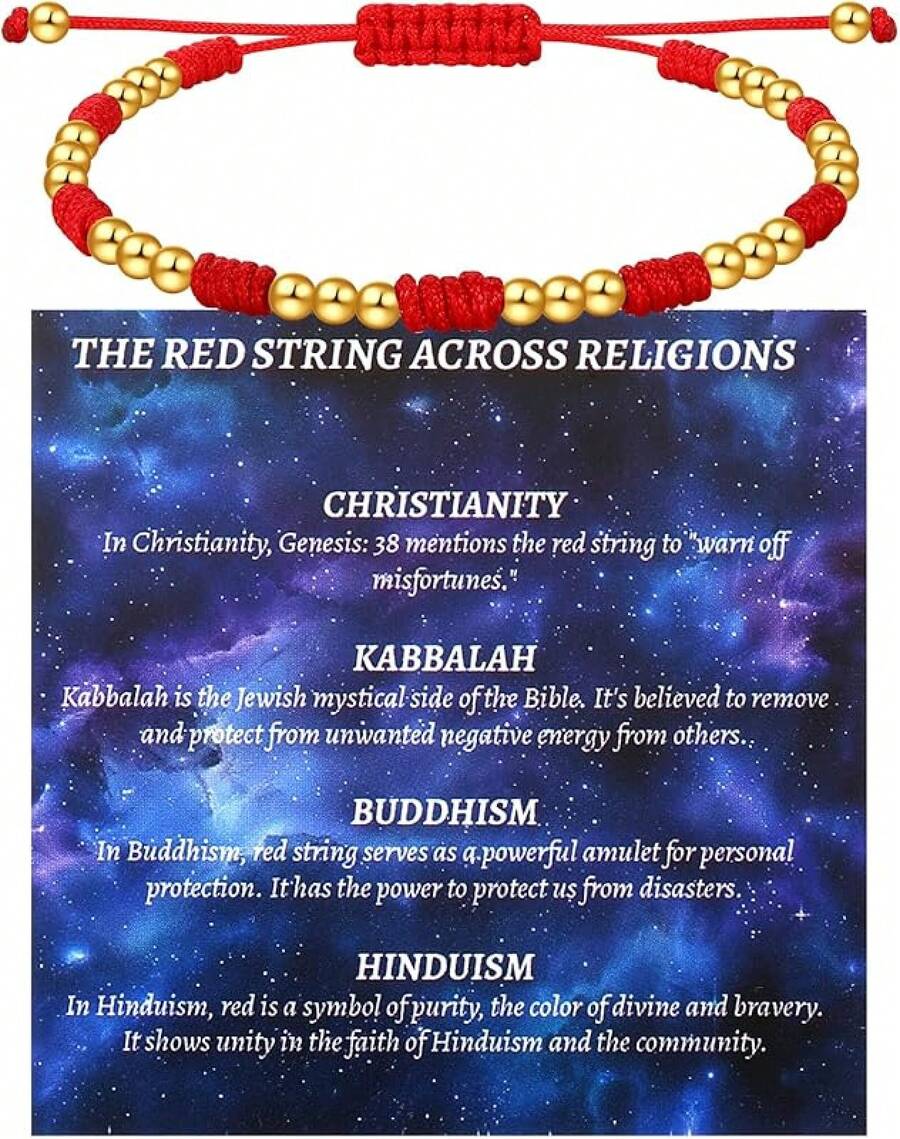 MJartoria - Pulsera de cuerda roja ajustable, trenzada, hecha a mano, pulseras de buena suerte, regalos para mujer - Rojo-Fino+Perlas - Ver 1